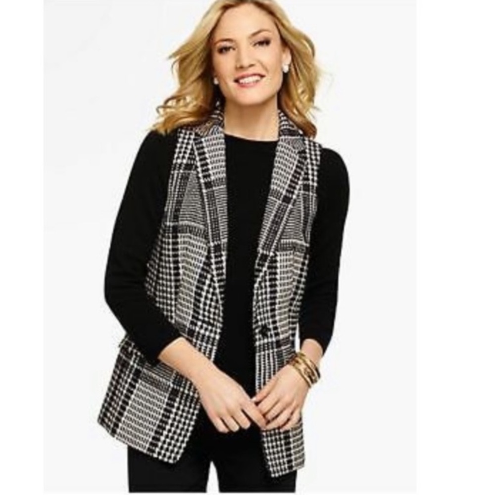 TALBOTS - Wool Black and White Vest Sz. 0P NWOT